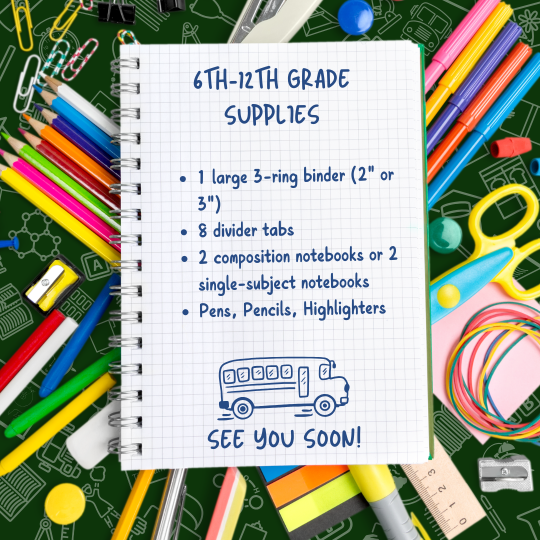 6th-12th Grade Supply List